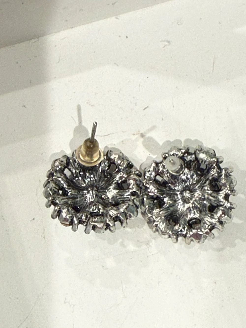 Vintage Blue Crystal Cluster Stud Earrings